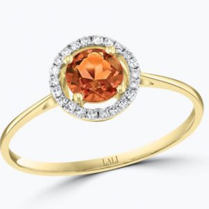Citrine & Diamond Halo Ring in 14k Yellow Gold RINGS Bailey's Fine Jewelry
