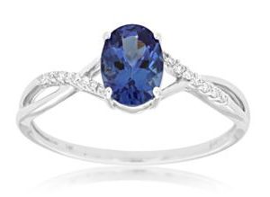 Sapphire & Diamond Twist Ring in 14k White Gold RINGS Bailey's Fine Jewelry