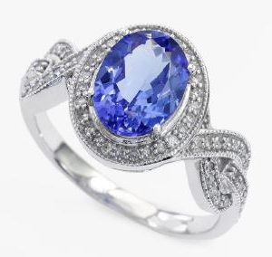 Tanzanite & Diamond Halo Ring in 14k White Gold RINGS Bailey's Fine Jewelry