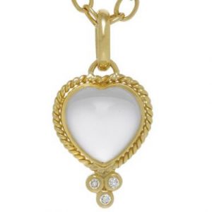 Temple St. Clair Rock Crystal Heart Pendant in 18k Gold and Diamonds ENHANCER Bailey's Fine Jewelry