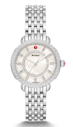 Michele Sidney Classic Stainless Steel Diamond Complete Watch