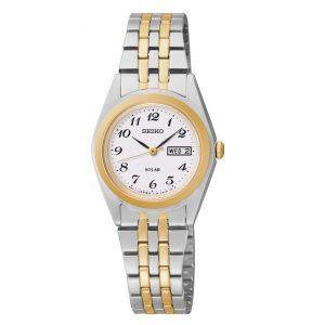 Seiko Solar White Dial Two-Tone 25mm Watch WATCH Bailey's Fine Jewelry