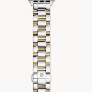 Michele Stainless Steel and Yellow Gold 3 Link Apple Watch Bracelet WATCH Bailey's Fine Jewelry