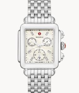 Michele 33mm Deco Stainless Diamond Watch WATCH Bailey's Fine Jewelry