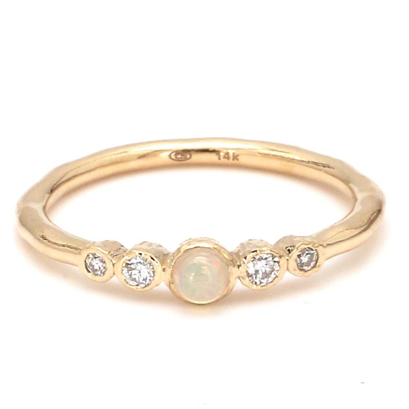 Three Stories Tiny Sparkling Sea Opal Band Ring