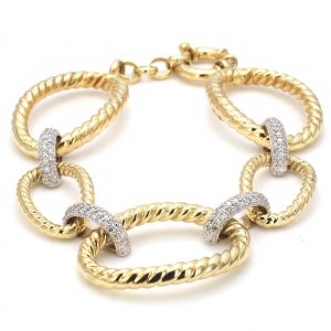 Twist Rope Design Diamond and Gold Link Bracelet BRACELET Bailey's Fine Jewelry