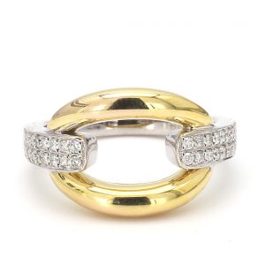 Two-Toned Gold Open Oval Ring with Diamonds RINGS Bailey's Fine Jewelry
