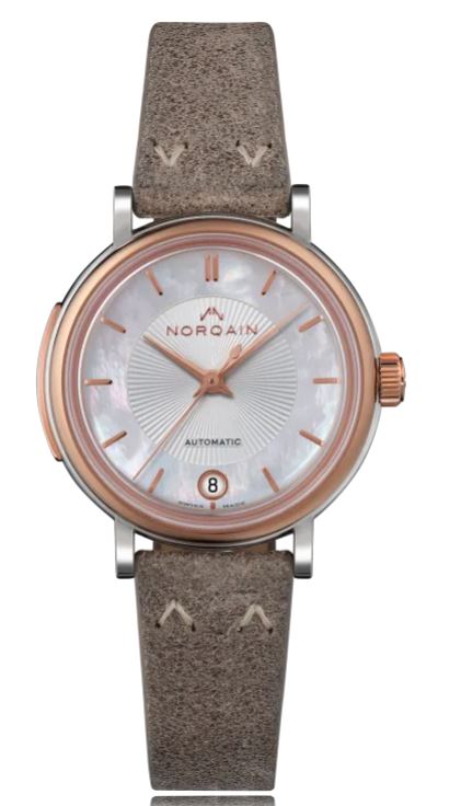 NORQAIN 34MM Freedom 60 Watch With Mother of Pearl Dial