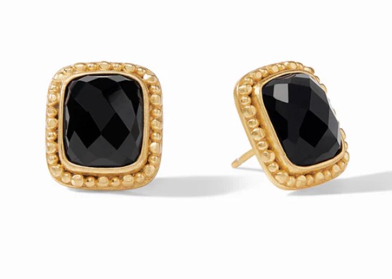 Julie Vos Marbella Stud Earrings in Black Obsidian