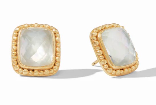 Julie Vos Marbella Stud Earrings in Iridescent Clear Crystal