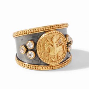 Julie Vos Coin Crest Ring in Mixed Metal and Cubic Zirconia RINGS Bailey's Fine Jewelry