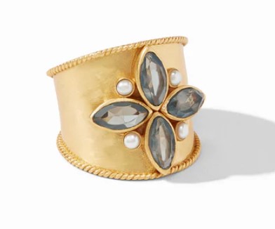 Julie Vos Monaco Statement Ring in Iridescent Charcoal Blue and Pearl
