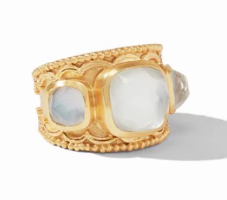Julie Vos Trieste Statement Ring in Iridescent Clear Crystal