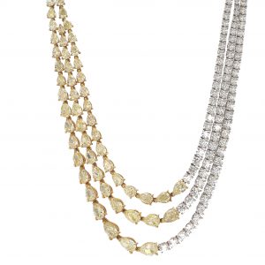 Tiered Half Yellow Pear and Half White Round Diamond Necklace NECKLACE Bailey's Fine Jewelry