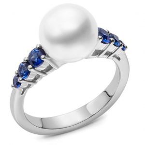 Mikimoto South Sea Pearl and Blue Sapphire Ring RINGS Bailey's Fine Jewelry