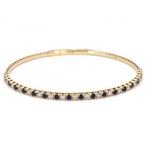 Yellow Gold Alternating Thin Diamond and Sapphire Bangle Bracelet BRACELET Bailey's Fine Jewelry