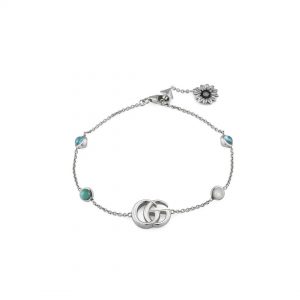 Gucci GG Marmount Stone Set Flower Silver Bracelet BRACELET Bailey's Fine Jewelry
