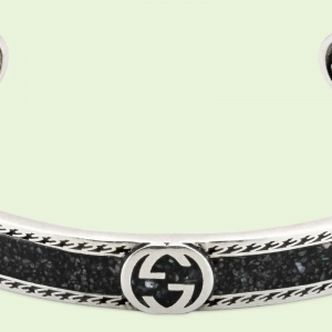 Gucci Interlocking G Silver & Black Enamel Bracelet BRACELET Bailey's Fine Jewelry