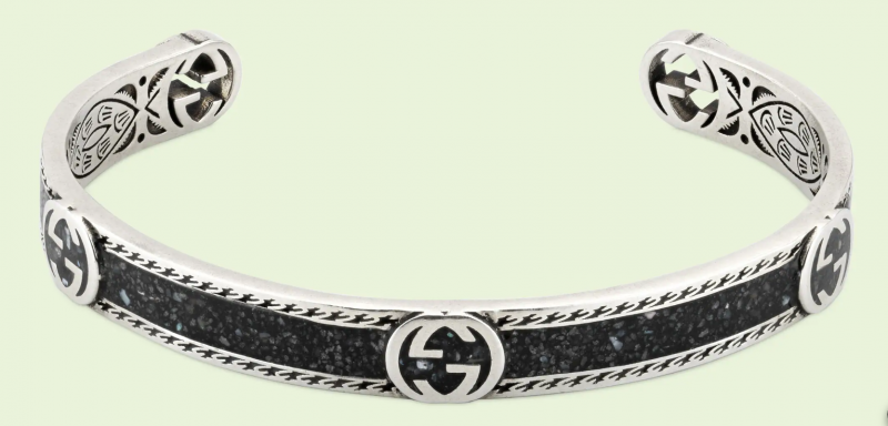 Gucci Interlocking G Silver & Black Enamel Bracelet