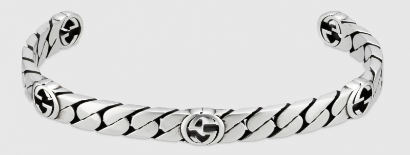 Gucci Interlocking G Torque Silver Bangle Bracelet