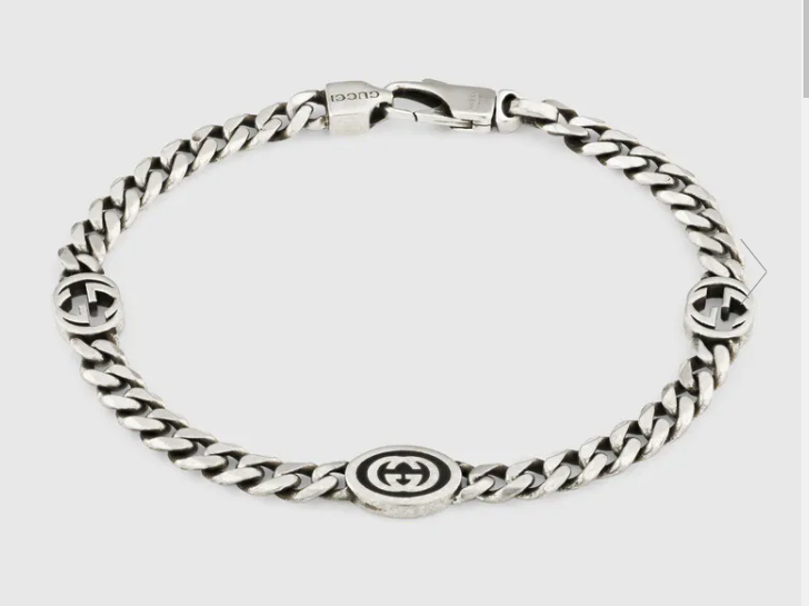 Gucci Interlocking G Silver Station Chain Bracelet