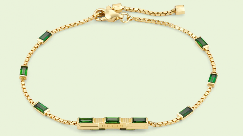 Gucci Link To Love Green Tourmaline 18K Yellow Gold Bracelet