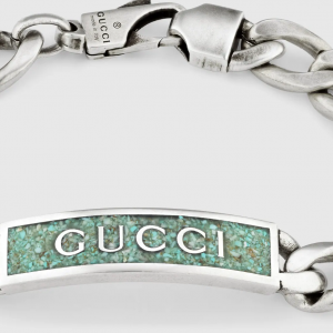 Gucci Tag ID Silver and Turquoise Bracelet BRACELET Bailey's Fine Jewelry