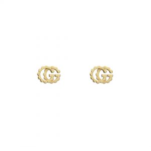 Gucci GG Running Scalloped 18K Yellow Gold Logo Earrings EARRING Bailey's Fine Jewelry