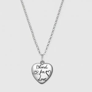 Gucci Blind for Love Heart Pendant Silver Necklace NECKLACE Bailey's Fine Jewelry