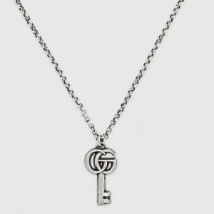 Gucci Double G Key Pendant Silver Necklace NECKLACE Bailey's Fine Jewelry