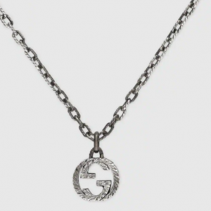 Gucci Interlocking G Pendant Aged Silver Necklace NECKLACE Bailey's Fine Jewelry