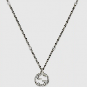 Gucci Interlocking G Long Pendant Aged Silver Necklace NECKLACE Bailey's Fine Jewelry