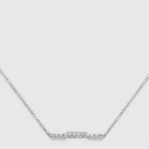 Gucci Link to Love 18kt White Gold Diamond Bar Necklace NECKLACE Bailey's Fine Jewelry