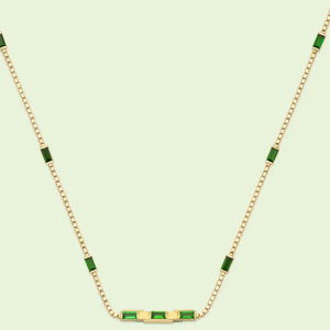 Gucci Link to Love 18kt Yellow Gold Green Tourmaline Bar Necklace NECKLACE Bailey's Fine Jewelry