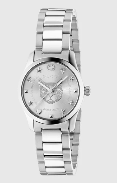 Gucci G-Timeless Iconic 27mm Silver Feline Head Steel Watch