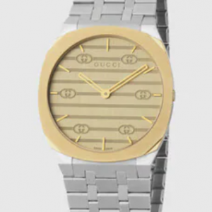 Gucci 25H 38mm Golden Brass Steel Watch WATCH Bailey's Fine Jewelry