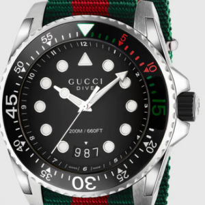 Gucci Dive Black 45mm Green and Red Web Nylon Watch WATCH Bailey's Fine Jewelry