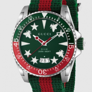 Gucci Dive 40mm Green and Red Icon Web Nylon Watch WATCH Bailey's Fine Jewelry