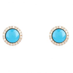 Turquoise and Diamond Halo Stud Earrings EARRING Bailey's Fine Jewelry