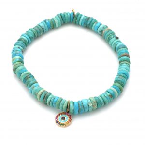 Sydney Evan Evil Eye Rainbow Turquoise Stretch Bracelet BRACELET Bailey's Fine Jewelry