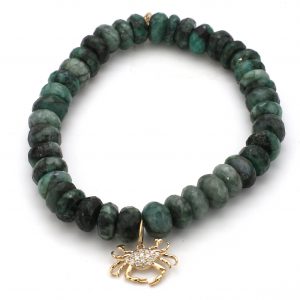 Sydney Evan Lrg Crab Light Green Emerald Stretch Bracelet BRACELET Bailey's Fine Jewelry