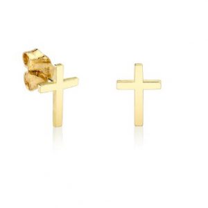 Sydney Evan Tiny Gold Cross Studs EARRING Bailey's Fine Jewelry