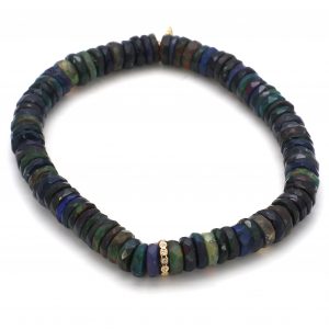 Sydney Evan Bezel Rondell Blue Ethiopian Opal Heishi Stretch Bracelet BRACELET Bailey's Fine Jewelry