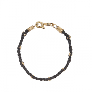 John Varvatos Leather Brass Woven Bracelet BRACELET Bailey's Fine Jewelry