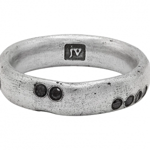 John Varvatos Stardust Black Diamond Silver Band Ring RINGS Bailey's Fine Jewelry