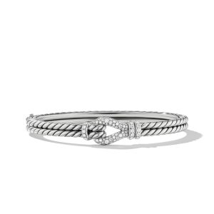 David Yurman Thoroughbred Loop Bracelet in Sterling Silver with Pave Diamonds BRACELET Bailey's Fine Jewelry