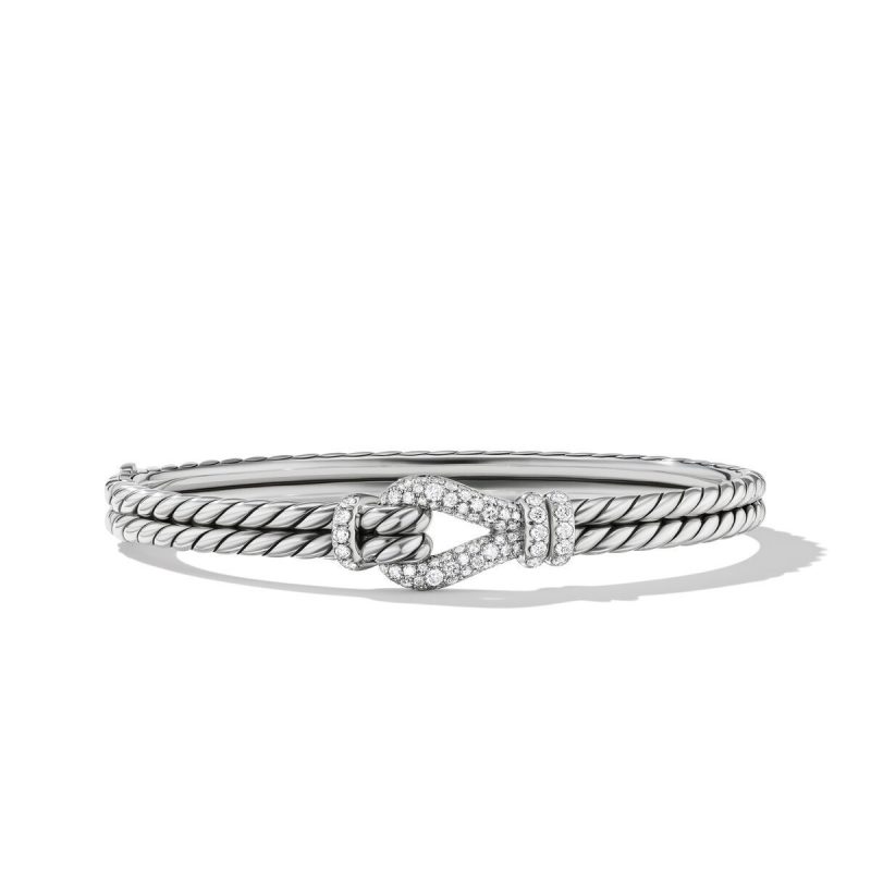 David Yurman Thoroughbred Loop Bracelet in Sterling Silver with Pave Diamonds